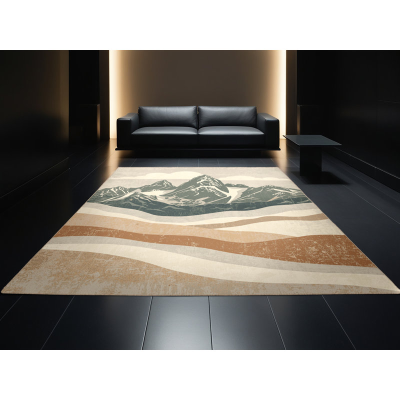 Tapis beige doux et moelleux de style rustique Olivet, 8 x 12