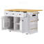 Grand îlot de cuisine de 53 pouces avec 2 tabourets de bar, prise de courant, support de rangement interne pour porte, chariot de rangement de cuisine sur 5 roulettes avec abattant, 5 supports latéraux ouverts, 3 tiroirs, pour la cuisine, la salle à manger, blanc-214277005