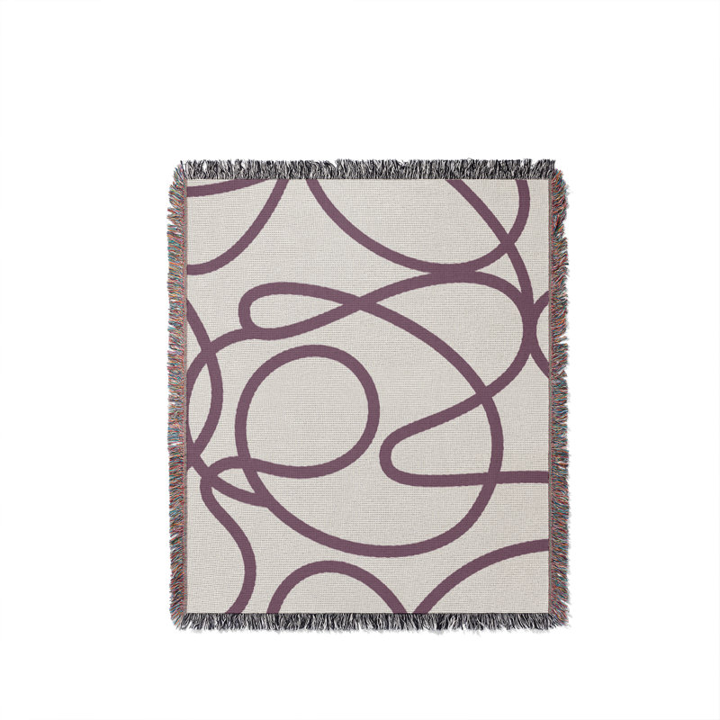 Jeté en coton Doodles, Violet, 60 x 60
