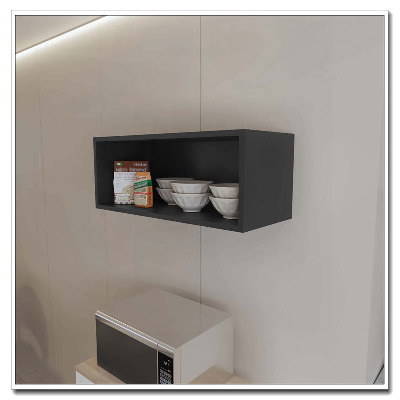 Armoire murale Black Rock avec rangement ouvert, Noir