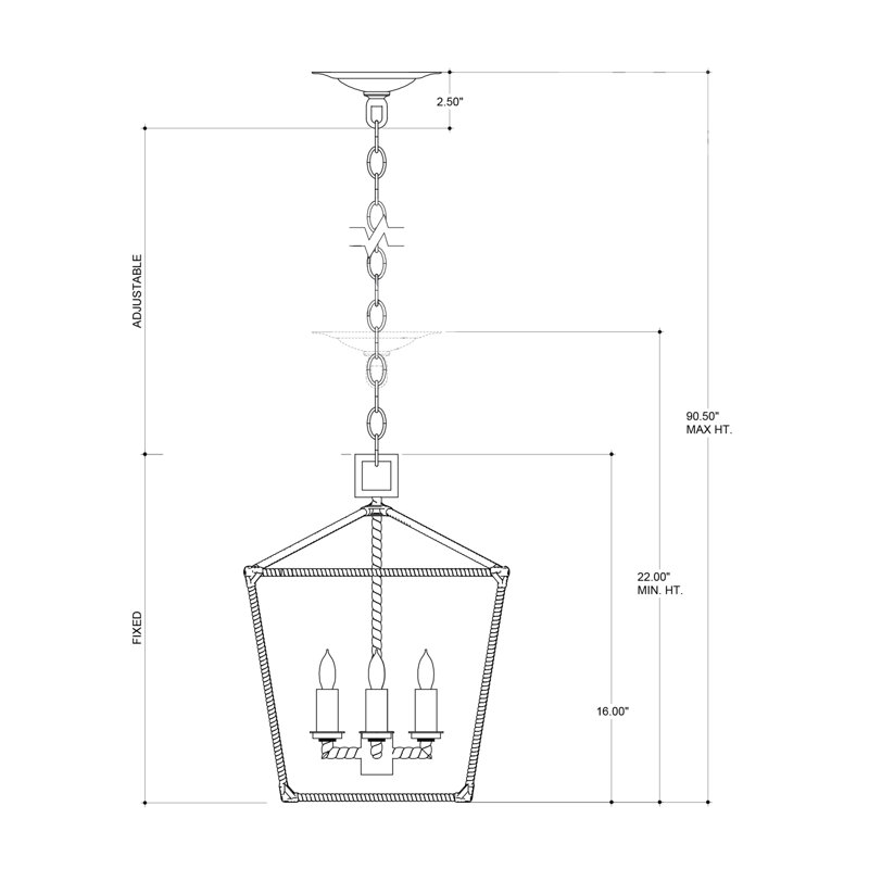 Denison 4 - Light Pendant, 17.5" H x 12.25" W x 12.25" D