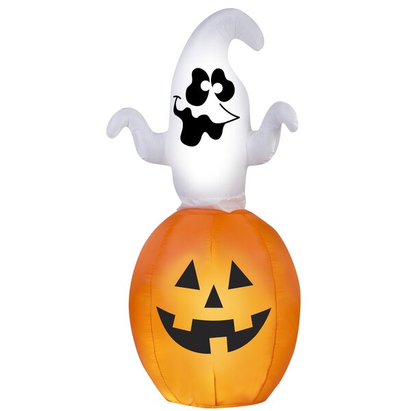 Gemmy Industries Airblown Animated Spinning Ghost in Pumpkin Inflatable ...
