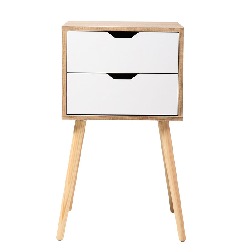 Table de chevet moderne blanche avec 2 tiroirs et une conception compacte pour le salon de construction stable de la chambre à coucher
