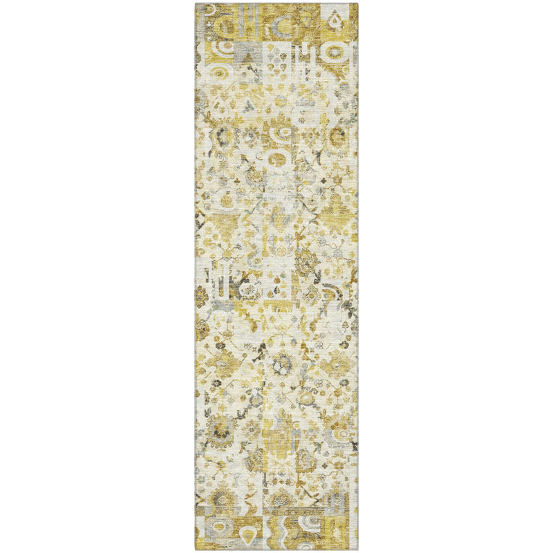 Premium Machine Washable Mayfield AMF2099 Global Rug, Taupe, 8' Round