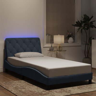 Structure de lit vidaXL avec DEL sans matelas Piran gris foncé 100 x 190 cm velours