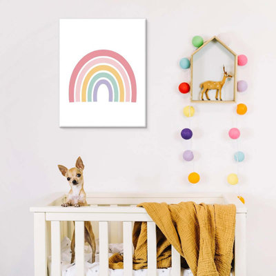 Mignon arc-en-ciel chambre d'enfant, reproduction d'art sur toile pastel arc-en-ciel, affiche, peinture murale, décoration pour chambre d'enfant, chambre d'enfant, chambre à coucher, salle de jeux pour enfants, encadrée