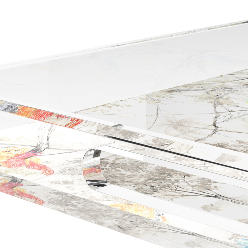 Arcadia Tiger And Zebra Scene Acrylic Square Decorative Tray, 2" H x 18" W x 18" W