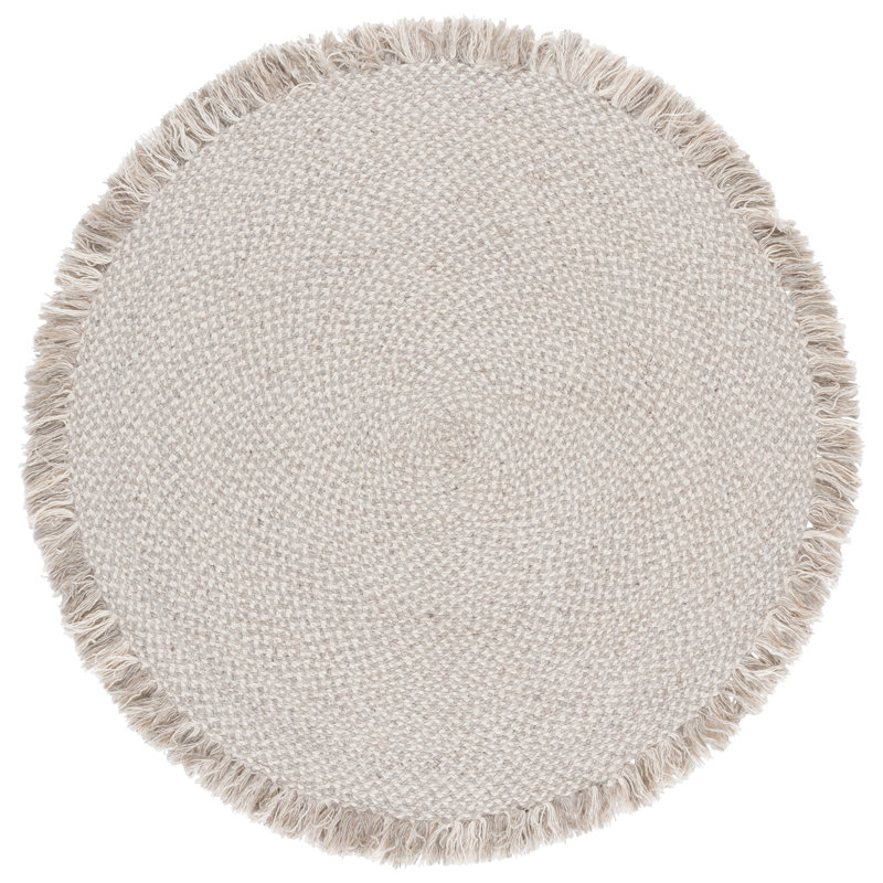 Braided Hand Woven No Pattern Indoor Rug, 3'-0" x 3'-0" Round