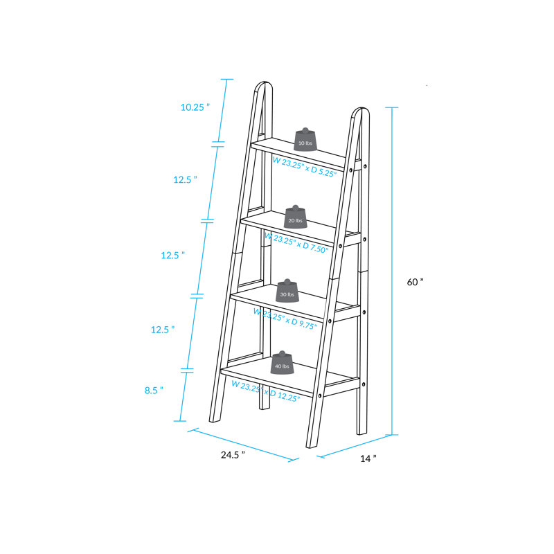4-shelf Ladder Bookcase, Warm, Brown