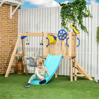 Wooden Kids Swing Set with Swing Seat, Ages 18-48 Months, Natural