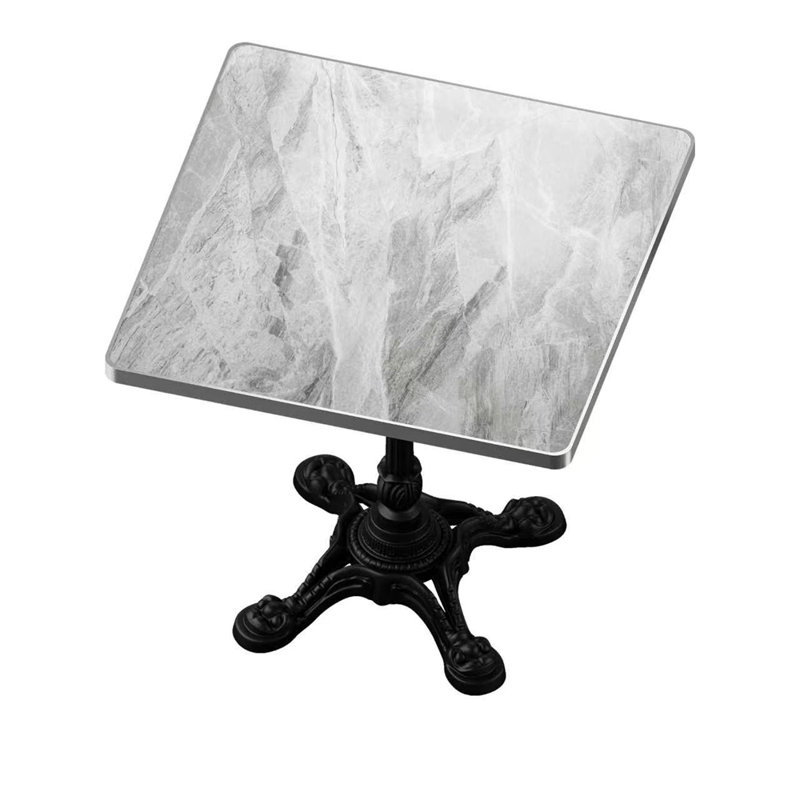 Table carrée en pierre frittée, Gris ardoise clair