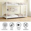 Lit superposé simple au-dessus d'un lit simple en métal / métal robuste robuste / réduction du bruit / barrière de sécurité / aucun sommier tapissier requis, blanc