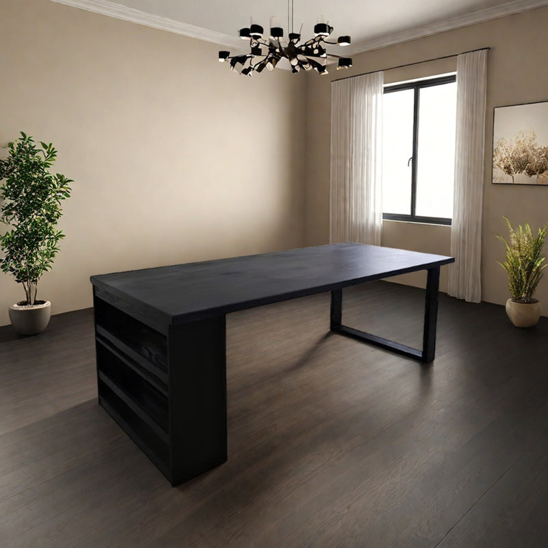 Table de rangement moderne en bois de frêne avec compartiments, H 29,52 po x L 78,74 po x l 31,49 po