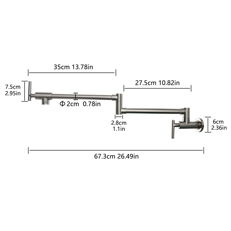 Pot Filler Faucet Wall Mounted, 304 Ss, Kitchen Brushed Nickel For, Brush Nickel