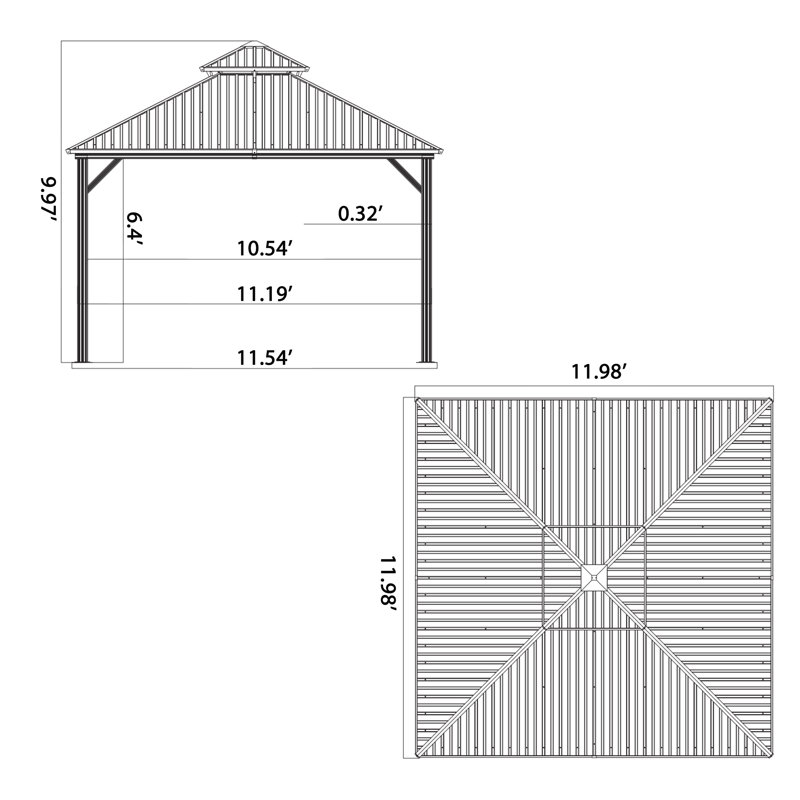 12 Ft. W x 12 Ft. D Aluminum Patio Gazebo