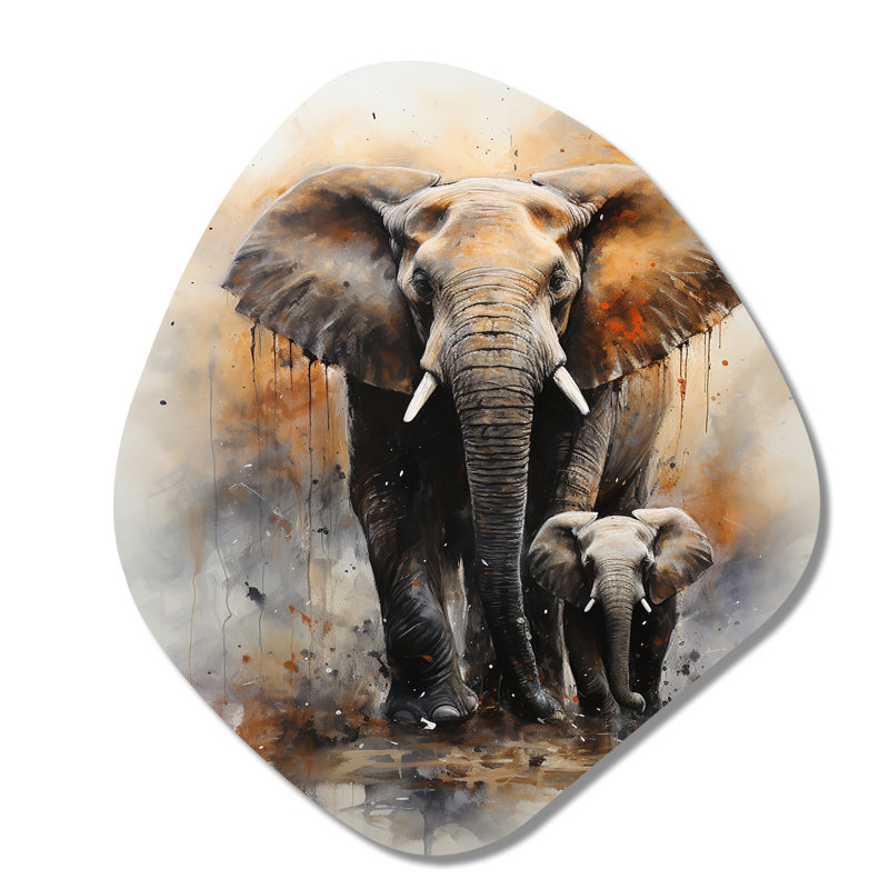 «Elephant Gentle Giants Elephants II», art mural asymétrique en forme d'éléphant en forme de nébuleuse, H 28 po x l 25 po