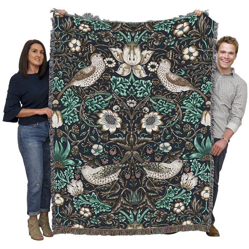 Couverture en ardoise à volants Pure Country Weavers William Morris - Arts et artisanat, L 54 po x L 72 po, Ardoise