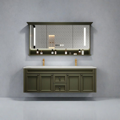 Modern American double-basin bathroom cabinet