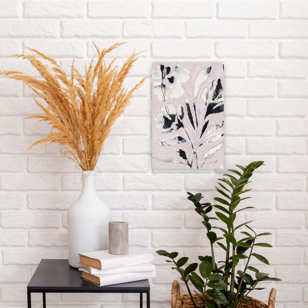 Modern Pink Floral Abstract Contemporary Delicate Flower Nature Wall Art Print