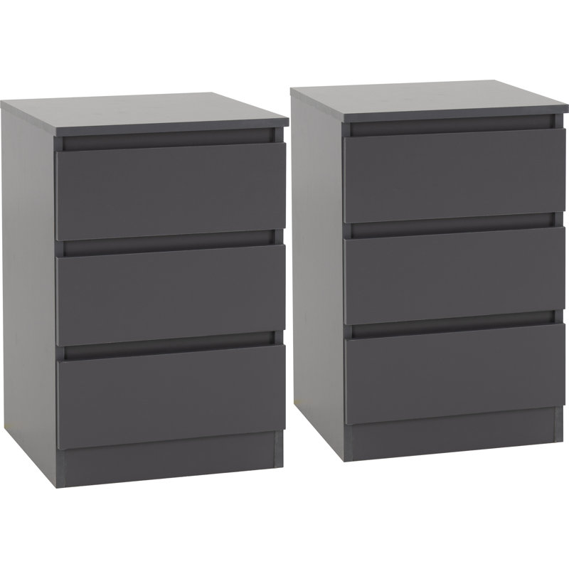 Braunstein 6 Drawer Bedside Table, Grey