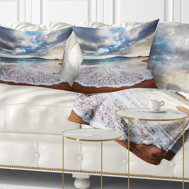 Coussin lombaire en mer profonde avec nuages et ondes seascape, Carrée 18 po x 18 po