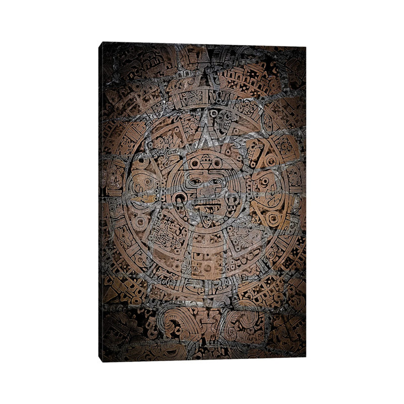 Aztec Wind God Black by Nik Rave - Wrapped Canvas Gallery-Wrapped Canvas Giclée