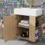 Meuble-lavabo flottant de 21,6 po de style moderne avec lavabo en céramique et rangement à droite, idéal pour les petites salles de bain-530158342
