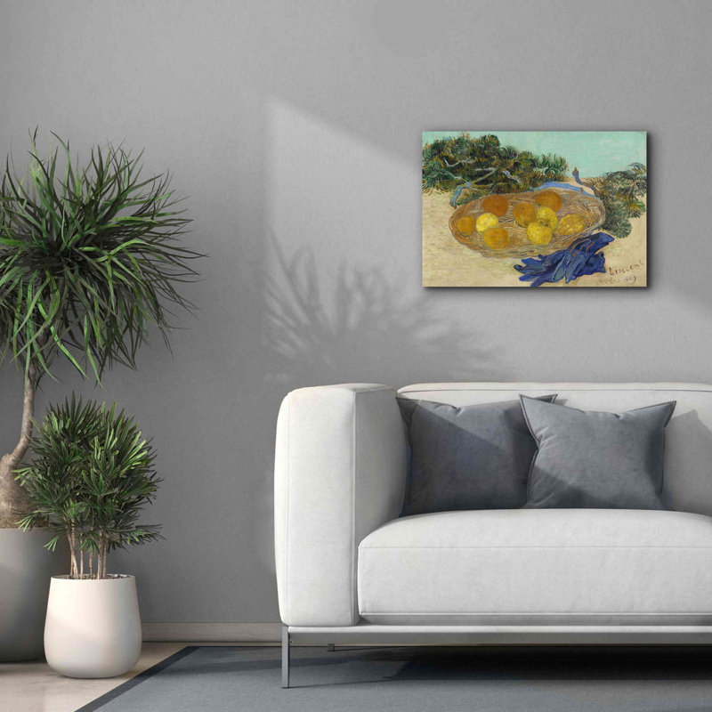«Nature morte d'oranges et de citrons avec des gants bleus» par Vincent Van Gogh, estampe numérique sur toile