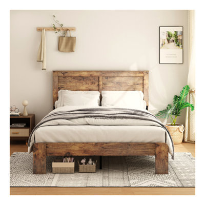 Bed Frame, Wood Platform Bed Frame , Noise Free,No Box Spring Needed And Easy Assembly Tool,Large Under Bed Storage,White by Loon Peak