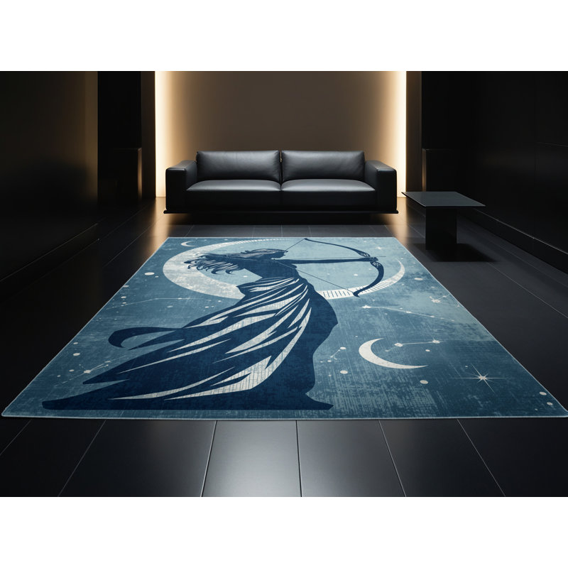 Tapis bleu moelleux moelleux Artemis, 4 x 2