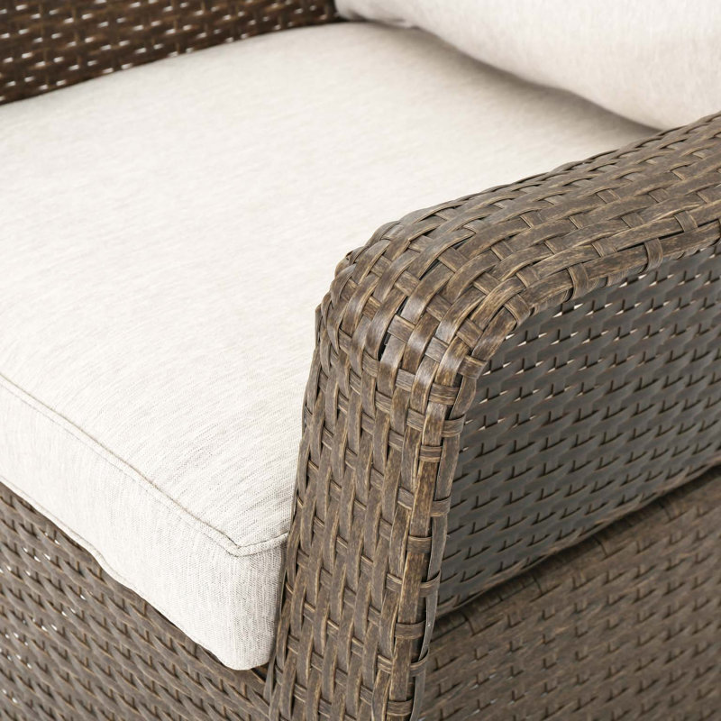 Fauteuil club pivotant, Crème, crème, Brun