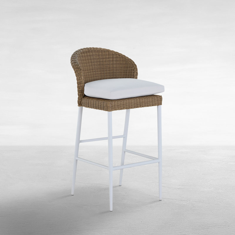 Tabouret de bar en résine tressée Dune, Welt + bourre standard, Blanc naturel Availa