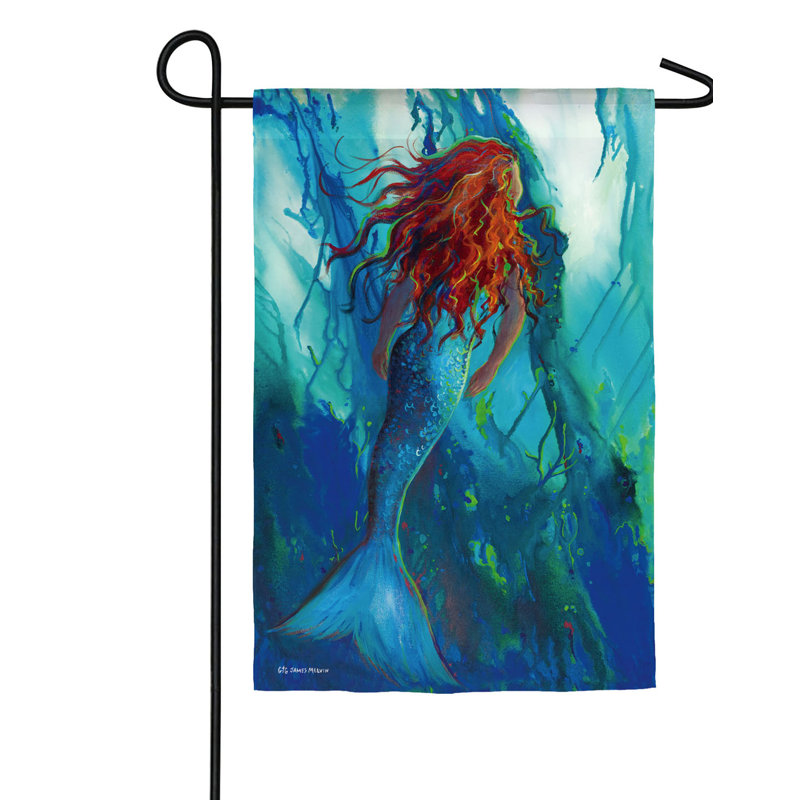 Sirène de suède 2 côtés 18 x 12,5 po. drapeau de jardin