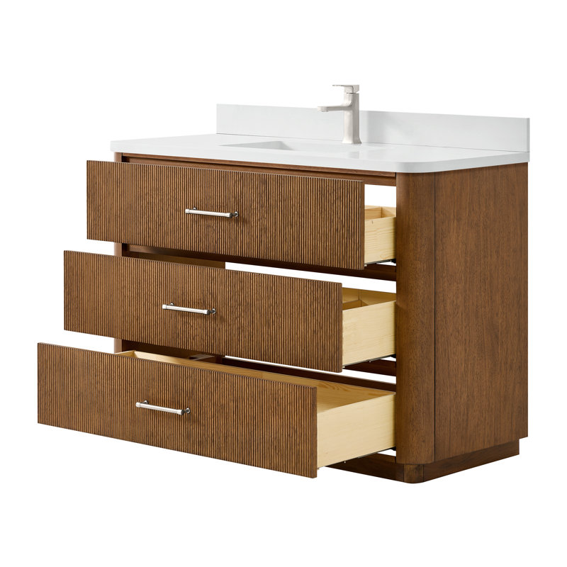 Ensemble de meuble-lavabo simple 48 po Francesca, Brun, Nickel brossé