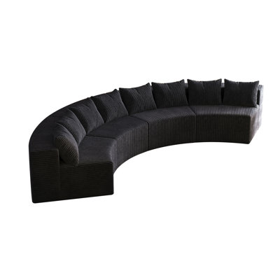 Canapé modulaire incurvé en velours côtelé avec 8 coussins Corduroy