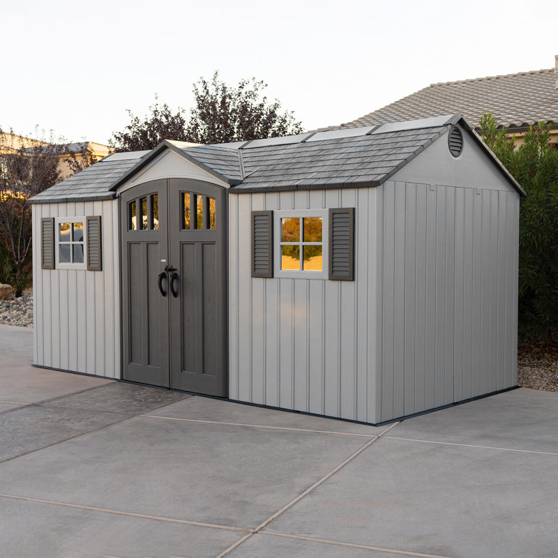 Lifetime 15 Ft. X 8 Ft. High-density Polyethylene (plastic) Outdoor Storage Shed With Steel-reinforced Construction
