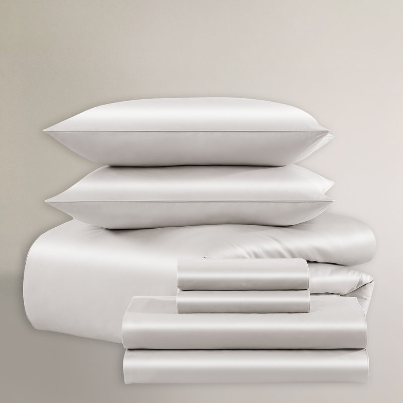 Silken Sateen TENCEL Duvet Cover Set , Gray, Queen