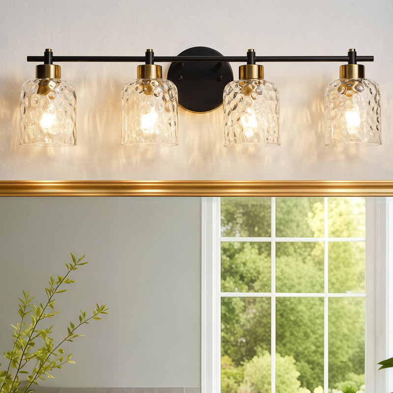4-Light Hammered Glass Vanity Light, Clear