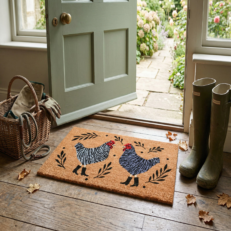 Coir Door Mat Roosters
