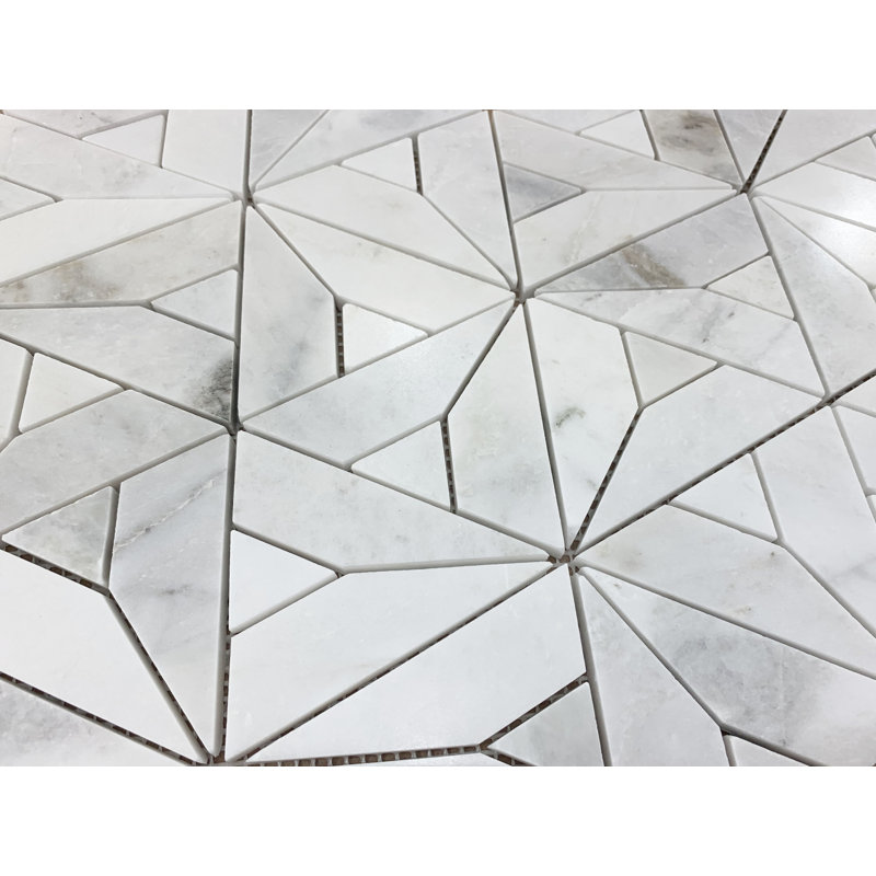 Carreau de mosaïque en marbre à chevrons 1 po x 3 po