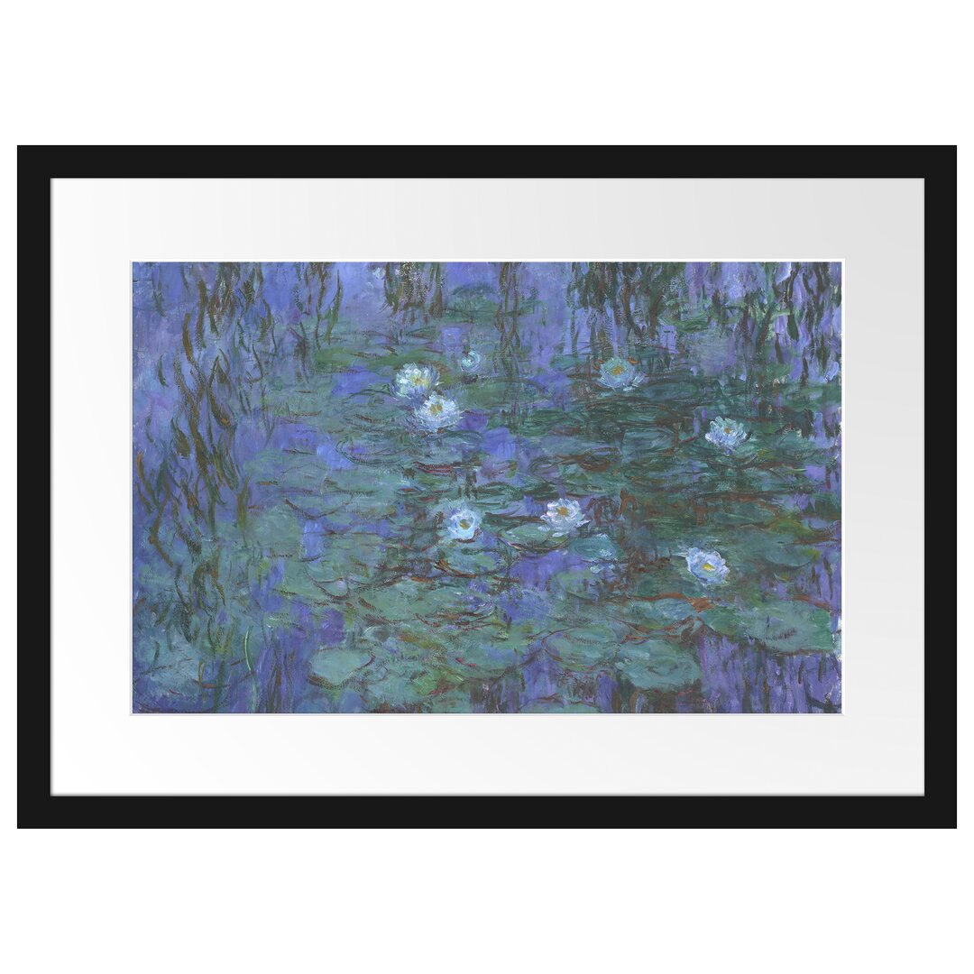 Gerahmter Kunstdruck Water Lilies on Blue Water von Claude Monet