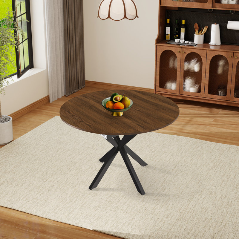 Table de salle à manger extensible à piédestal avec pieds en métal