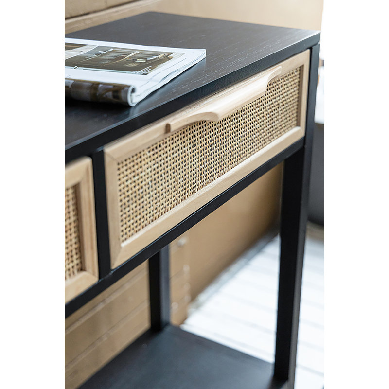 Rattan 2-Drawer Console Desk