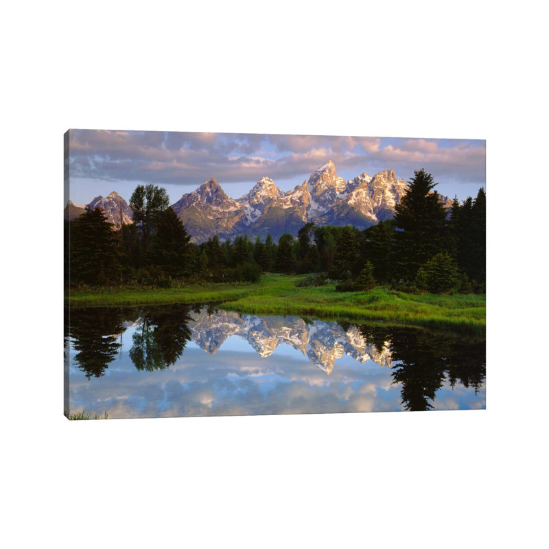 Teton Range And Its Reflection In Snake River, Grand Teton National Park, Wyoming, USA by Christopher Talbot Frank - Wrapped Canvas Print