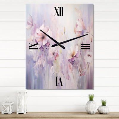 Purple Botanical Whispers III - Abstract Botanicals Wall Clock Oversized