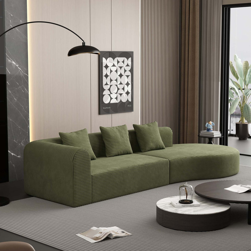 Très grand canapé modulaire en velours côtelé profond de 123 po x 37 po Boneless pour salon, sans assemblage requis