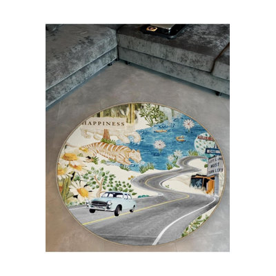 Tapis rond rond lavable à la machine