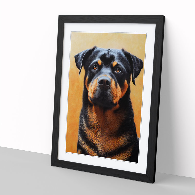Rottweiler Painting Vol.2 - Single Picture Frame Print, 64cm H x 46cm W x 2cm D, Oak