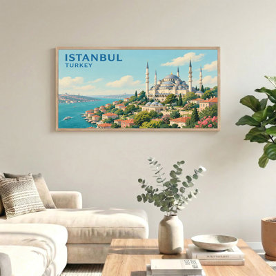 Istanbul Turkey Mosque Minarets And Blue Water Canvas Wall Art