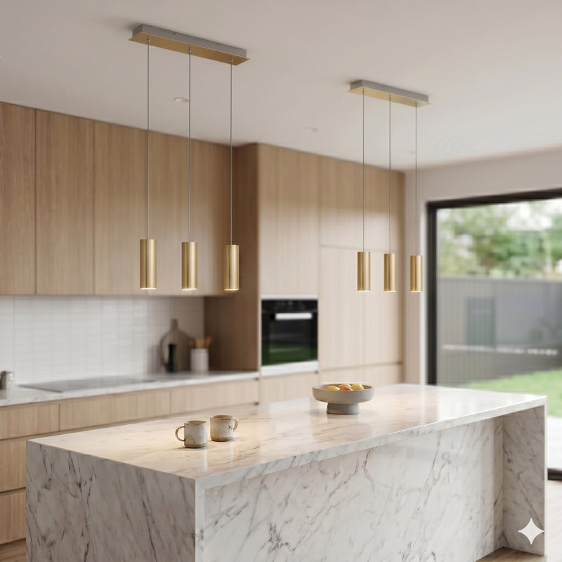 Bludovice 3 - Light Kitchen Island Pendant, Brass